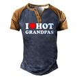 I Heart Hot Grandpas I Love Hot Grandpas Men's Henley Raglan T-Shirt Brown Orange
