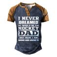 Hockey Dad Dads Ice Hockey Men's Henley Raglan T-Shirt Brown Orange