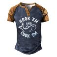 Hookem And Cookem Fishing Men's Henley Raglan T-Shirt Brown Orange