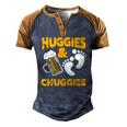 Huggies And Chuggies Future Father Party Men's Henley Raglan T-Shirt Brown Orange