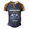 Husband Name Gift Husband Blood Runs Through My Veins Men's Henley Shirt Raglan Sleeve 3D Print T-shirt Brown Orange