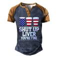 July 4Th Shut Up Liver Youre Fine Beer Cups Tee Men's Henley Raglan T-Shirt Brown Orange