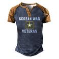 Korean War Veteran Happy Veterans Day Men's Henley Raglan T-Shirt Brown Orange
