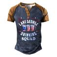 Lake George Drinking Squad 4Th Of July Usa Flag Beer Men's Henley Raglan T-Shirt Brown Orange