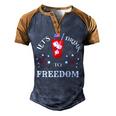 Lets Drink To Freedom Firework Patriotic 4Th Of July Men's Henley Shirt Raglan Sleeve 3D Print T-shirt Brown Orange