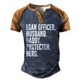 Mens Loan Officer Husband Daddy Protector Hero Fathers Day Dad Men's Henley Raglan T-Shirt Brown Orange