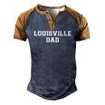 Louisville Dad Basketball Football Baseball Fan Pride Men's Henley Raglan T-Shirt Brown Orange