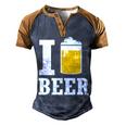 Mens I Love Beer Drinking Oktoberfest Lager Ale Party Men's Henley Raglan T-Shirt Brown Orange