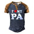 I Love My Pa With Heart Fathers Day Wear For Kid Boy Girl Men's Henley Raglan T-Shirt Brown Orange