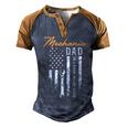 Mens Mechanic Dad Like A Normal Dad Only Cooler Usa Flag Men's Henley Raglan T-Shirt Brown Orange