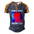 Mega King Usa Flag Proud Ultra Maga Trump 2024 Anti Biden Men's Henley Raglan T-Shirt Brown Orange