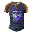In Memory Dad Purple Alzheimers Awareness Men's Henley Raglan T-Shirt Brown Orange