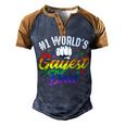 Mens 1 Worlds Gayest Dad Funny Fathers Day Lgbt Pride Rainbow 14 Shirt Men's Henley Shirt Raglan Sleeve 3D Print T-shirt Brown Orange