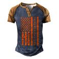 Mens 4Th Of July Fathers Day Patriotic American Basketball Dad Men's Henley Shirt Raglan Sleeve 3D Print T-shirt Brown Orange