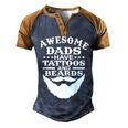 Mens Awesome Dads Have Tattoos And Beards Fathers Day V3 Men's Henley Shirt Raglan Sleeve 3D Print T-shirt Brown Orange