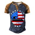 Mens Captain Dad Pontoon Boat Retro Us Flag 4Th Of July Boating Men's Henley Shirt Raglan Sleeve 3D Print T-shirt Brown Orange