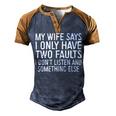 Mens My Wife Says I Only Have Two Faults 370 Trending Shirt Men's Henley Shirt Raglan Sleeve 3D Print T-shirt Brown Orange