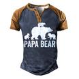 Mens Papa Bear Fathers Day Grandad Fun 3 Cub Kid Grandpa Men's Henley Shirt Raglan Sleeve 3D Print T-shirt Brown Orange