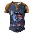 Meowica Funny Cat Patriotic Usa Shirt American Flag 544 Trending Shirt Men's Henley Shirt Raglan Sleeve 3D Print T-shirt Brown Orange