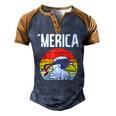 Merica Retro Eagle Bandana American Flag 4Th Of July Fourth Men's Henley Raglan T-Shirt Brown Orange