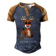 Merry Christmas Reindeer Funny Family 884 Shirt Men's Henley Shirt Raglan Sleeve 3D Print T-shirt Brown Orange