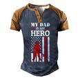 My Dad Is My Hero-Firefighter Dad Fathers Day 4Th Of July Men's Henley Shirt Raglan Sleeve 3D Print T-shirt Brown Orange