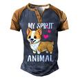 My Spirit Animal Corgi Dog Love-R Dad Mom Boy Girl Funny Men's Henley Shirt Raglan Sleeve 3D Print T-shirt Brown Orange