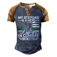 My Stepdad Is A Hero In Combat Boots 684 Shirt Men's Henley Shirt Raglan Sleeve 3D Print T-shirt Brown Orange