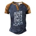 Nerdy Dirty Inked & Curvy Tattoo Woman Girl Nerd Men's Henley Raglan T-Shirt Brown Orange