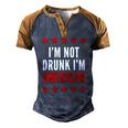 Im Not Drunk Im American 4Th Of July Tee Men's Henley Raglan T-Shirt Brown Orange