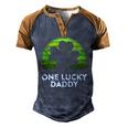 Mens One Lucky Daddy Shamrock Sunset Irish St Patricks Day Men's Henley Raglan T-Shirt Brown Orange