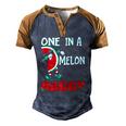 One In A Melon Daddy Dabbing Watermelon Men's Henley Raglan T-Shirt Brown Orange