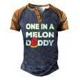 Mens One In A Melon Daddy Watermelon Dad Fathers Day Men's Henley Raglan T-Shirt Brown Orange
