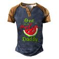 One In A Melon Daddy Watermelon Family Matching Men Men's Henley Raglan T-Shirt Brown Orange