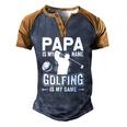 Papa Is My Name Golfing Is My Game Golf Men's Henley Raglan T-Shirt Brown Orange