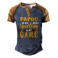Mens Papou Is My Name Spoiling Is My Game Fathers Day Men's Henley Raglan T-Shirt Brown Orange