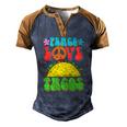 Peace Love Tacos Groovy For Retro Hippie Men's Henley Raglan T-Shirt Brown Orange