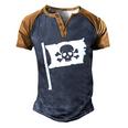 Pirate Flag Skull Crossed Bone Halloween Costume Men's Henley Raglan T-Shirt Brown Orange