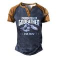 Promoted To Godfather 2022 For First Time Fathers New Dad Men's Henley Raglan T-Shirt Brown Orange