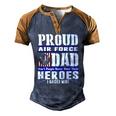 Proud Air Force Dad US Air Force Veteran Military Pride Men's Henley Raglan T-Shirt Brown Orange