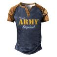 Proud Army Stepdad Fathers Day Men's Henley Raglan T-Shirt Brown Orange