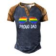 Proud Dad Rainbow Glasses Lgbt Gay Pride Support Lgbtq Men's Henley Raglan T-Shirt Brown Orange