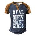 Real Men Daughter Fathers Day Dad Men's Henley Raglan T-Shirt Brown Orange