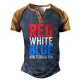 Red White Blue And Tequila Too Drinking July Fourth Men's Henley Raglan T-Shirt Brown Orange