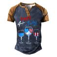 Red Wine Blue 4Th Of July Wine Red White Blue Wine Glasses V4 Men's Henley Shirt Raglan Sleeve 3D Print T-shirt Brown Orange