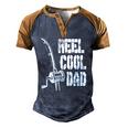Mens Reel Cool Dad Fishing Daddy Mens Fathers Day Idea Men's Henley Raglan T-Shirt Brown Orange