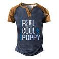 Reel Cool Poppy Fishing Fathers Day Fisherman Poppy Men's Henley Raglan T-Shirt Brown Orange