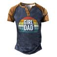 Retro Girl Dad Proud Father Love Dad Of Girls Vintage Men's Henley Raglan T-Shirt Brown Orange