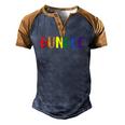 Retro Vintage Guncle Pride Uncle Gay Family Matching Lgbtq Men's Henley Raglan T-Shirt Brown Orange