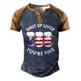 Shut Up Liver Youre Fine Usa Beer National Celebration Men's Henley Raglan T-Shirt Brown Orange